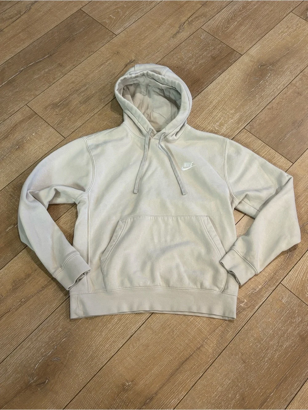 Nike Sportswear Club Fleece Pullover Hoodie Beige Cream Sweatshirt Small S